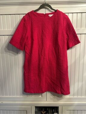 H&M Fuchsia Jacquard Weave Textured Short Sleeve Mini Shift Dress Size M